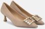 Alma en Pena Vierkante Strass Broche Hak Schoen Beige Dames - Thumbnail 2