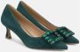 Alma en Pena Vierkante Strass Mid Heel Schoen Green Dames - Thumbnail 2