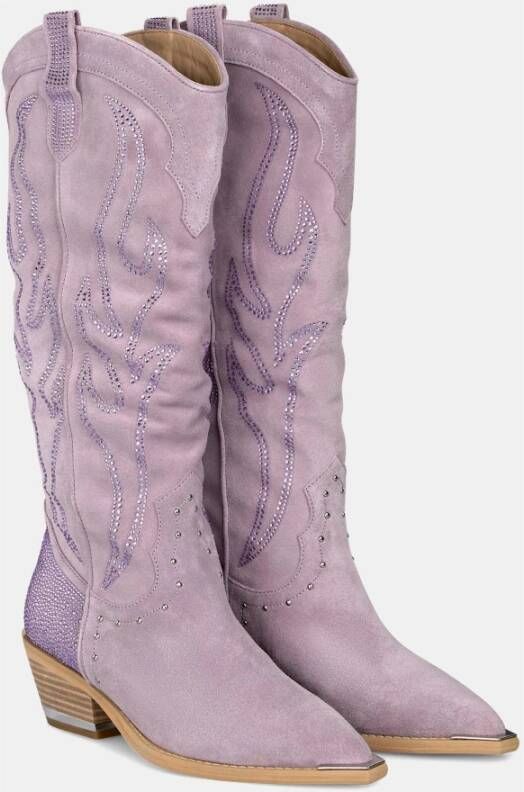 Alma en Pena Vlam Detail Cowboy Laarzen Purple Dames