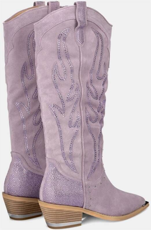 Alma en Pena Vlam Detail Cowboy Laarzen Purple Dames