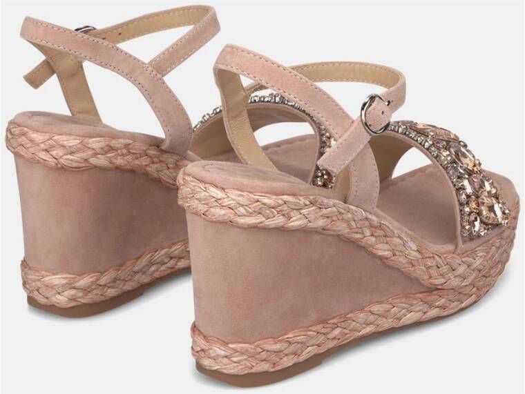 Alma en Pena Wedge Sandaal met Strassband Pink Dames