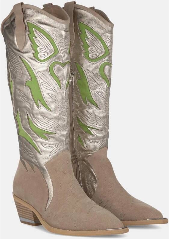 Alma en Pena Western Stijl Leren Cowboy Laarzen Green Dames