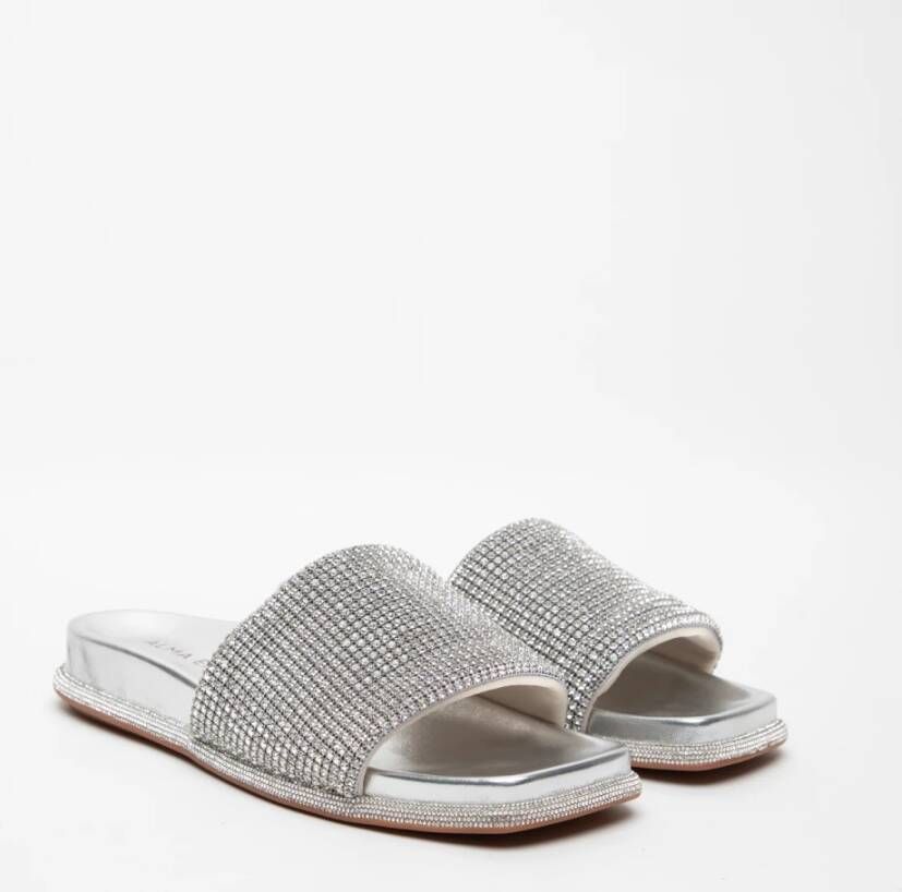 Alma en Pena Zilveren Strass Sandalen Gray Dames