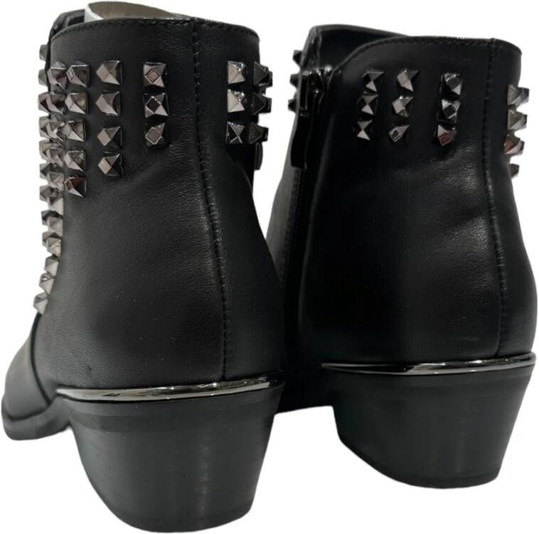 Alma en Pena Zwarte leren studs enkellaarzen Black Dames