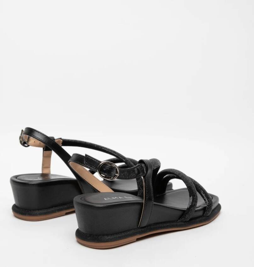 Alma en Pena Zwarte Strass Sandalen met Sleehak Black Dames