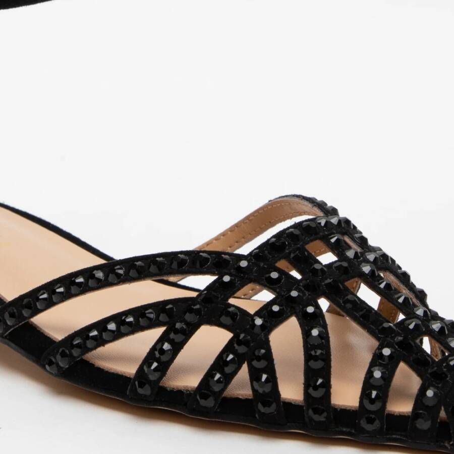 Alma en Pena Zwarte Suède Sandalen met Starss Black Dames