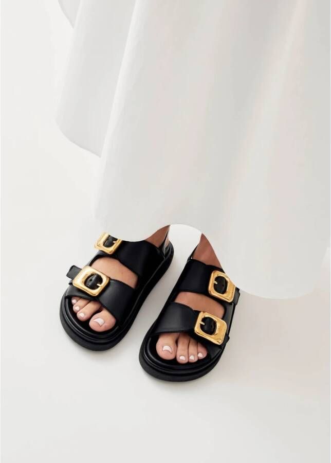 ALOHAS Daria Zwarte Leren Sandalen Black Dames