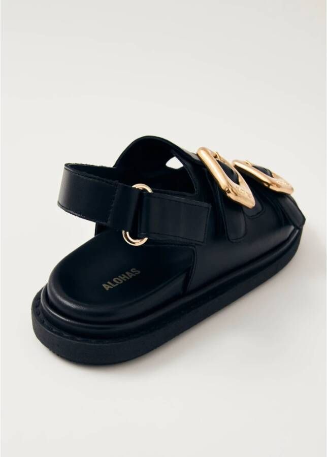 ALOHAS Daria Zwarte Leren Sandalen Black Dames