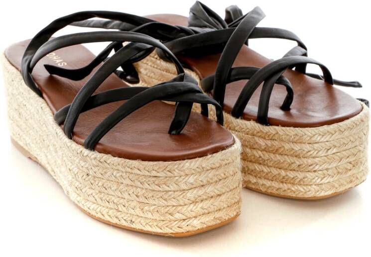 ALOHAS Gekruiste Enkel Espadrilles Black Dames