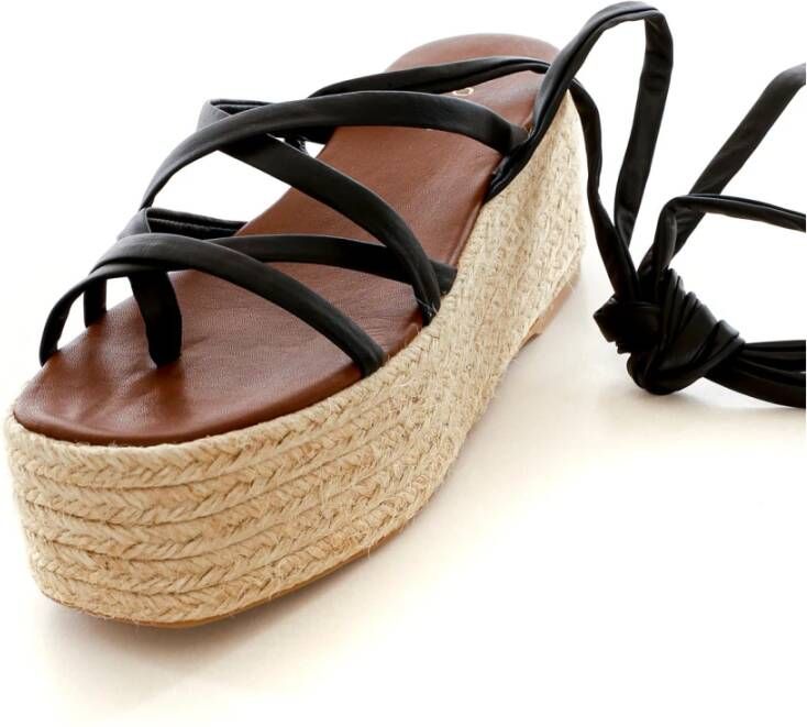 ALOHAS Gekruiste Enkel Espadrilles Black Dames