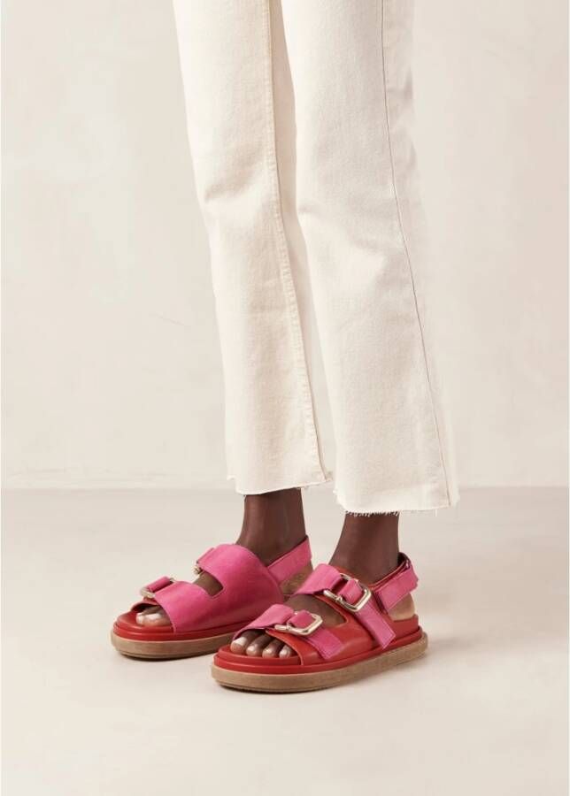 ALOHAS Harper Bicolor Magenta Leren Sandalen Red Dames