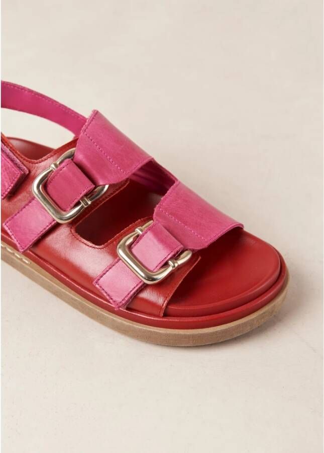 ALOHAS Harper Bicolor Magenta Leren Sandalen Red Dames