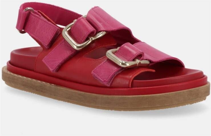 ALOHAS Harper Bicolor Magenta Leren Sandalen Red Dames