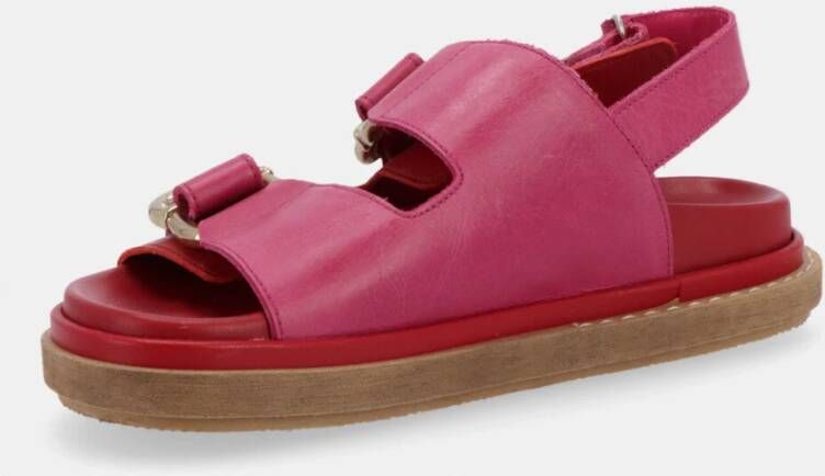 ALOHAS Harper Bicolor Magenta Leren Sandalen Red Dames