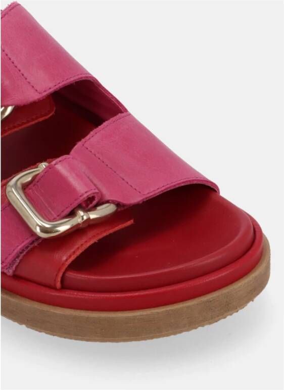 ALOHAS Harper Bicolor Magenta Leren Sandalen Red Dames