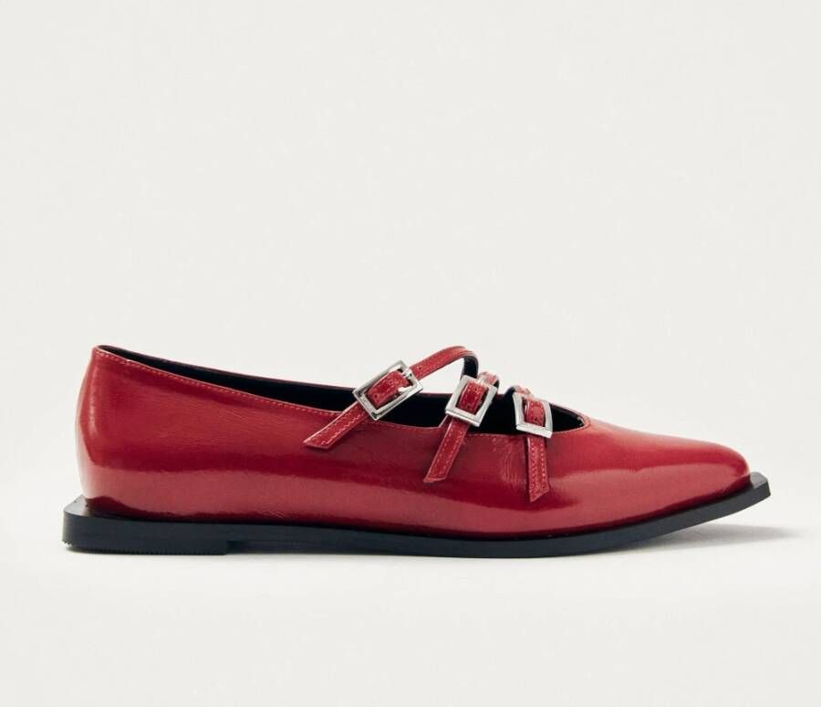 ALOHAS Jive Onix Rode Leren Ballet Flats Red Dames