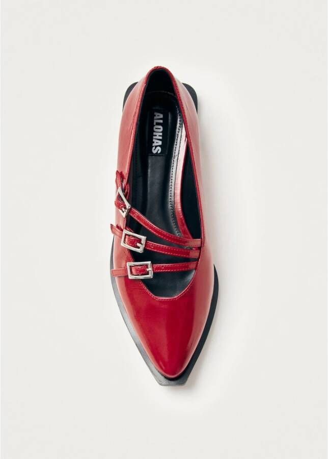 ALOHAS Jive Onix Rode Leren Ballet Flats Red Dames