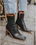 ALOHAS Westerse Vintage Leren Enkellaarzen Black Dames - Thumbnail 9