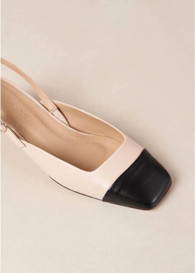 ALOHAS Lindy Bicolor Crème Zwart Leren Pumps Beige Dames