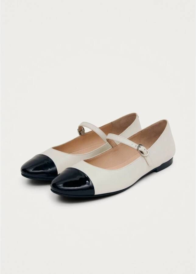 ALOHAS Musa Bicolor Leren Ballet Flats White Dames