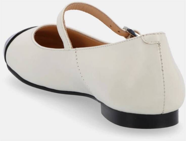 ALOHAS Musa Bicolor Leren Ballet Flats White Dames