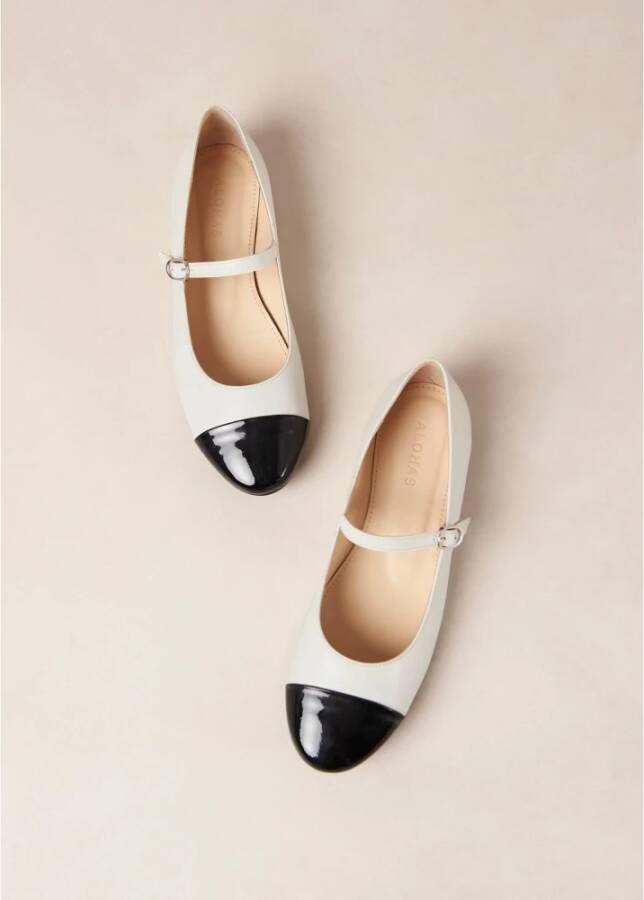 ALOHAS Musa Bicolor Zwart Room Lederen Ballet Flats White Dames