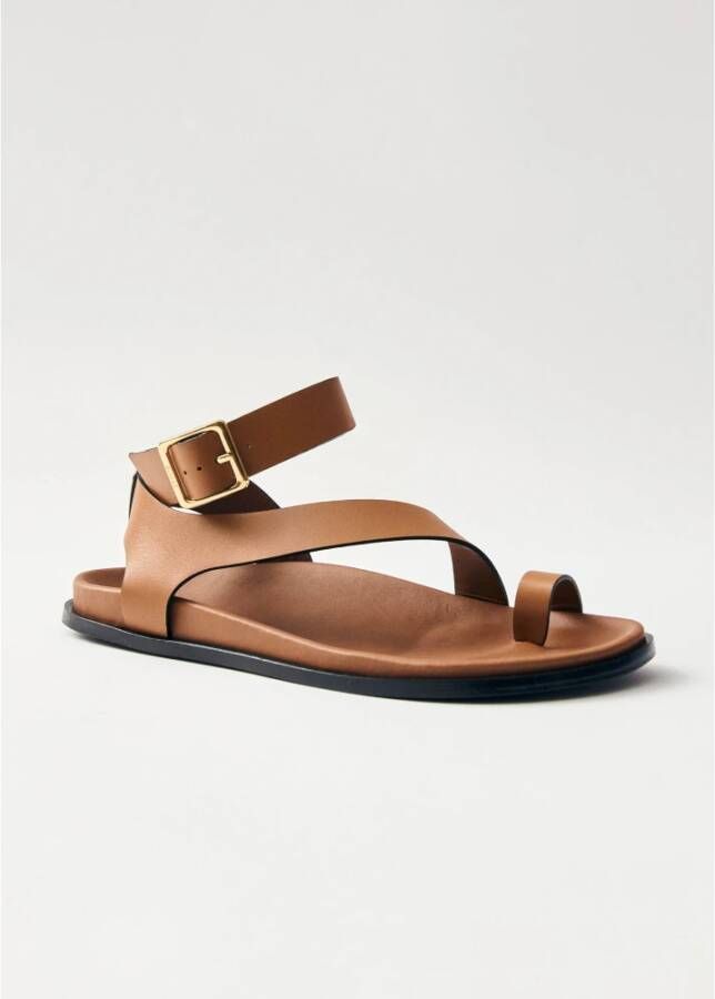 ALOHAS Myles Tan Leren Sandalen Brown Dames