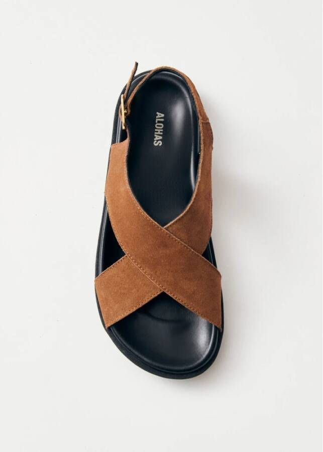 ALOHAS Nico Suede Bruin Leren Sandalen Brown Dames