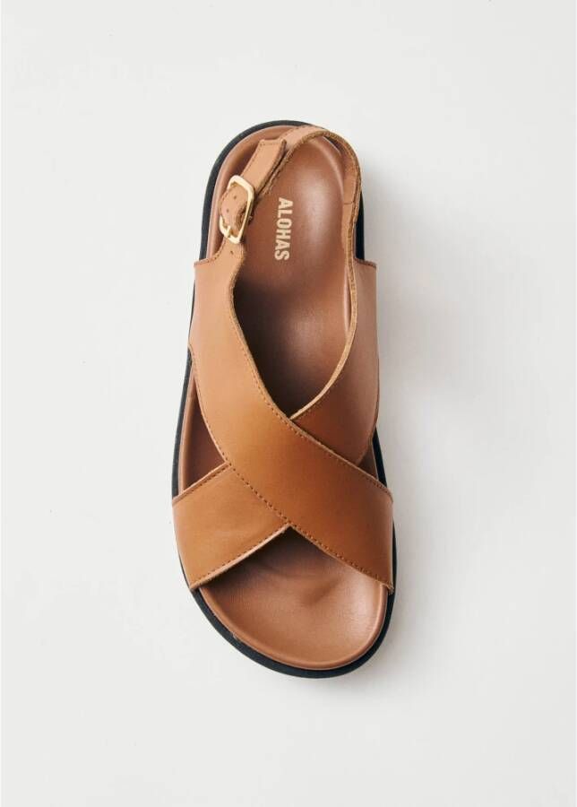 ALOHAS Nico Tan Leren Sandalen Brown Dames