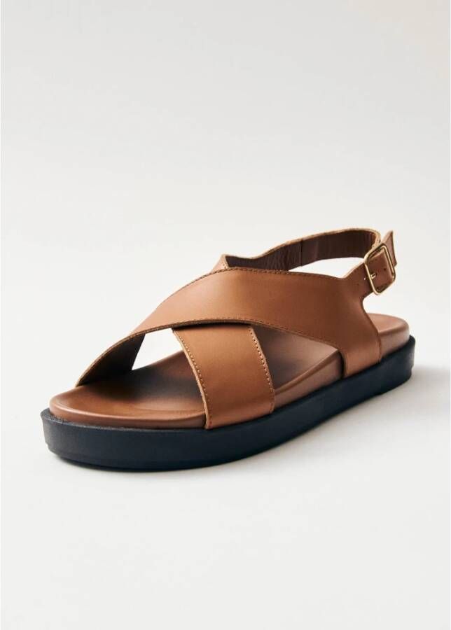 ALOHAS Nico Tan Leren Sandalen Brown Dames