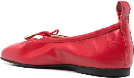 ALOHAS Rode Front Tie Vierkante Neus Schoenen Red Dames