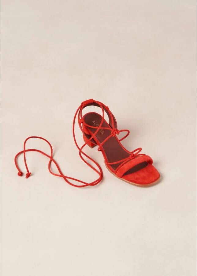 ALOHAS Oranje Suède Veters Blokhak Sandalen Orange Dames