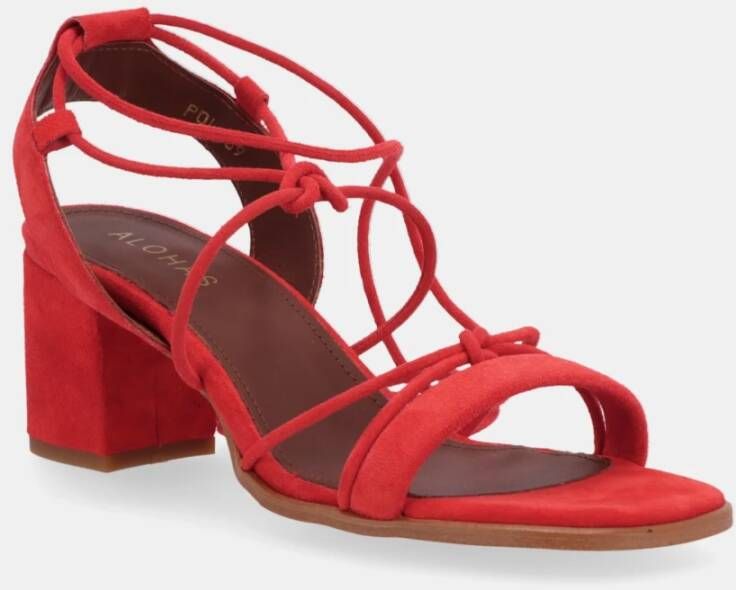 ALOHAS Oranje Suède Veters Blokhak Sandalen Orange Dames