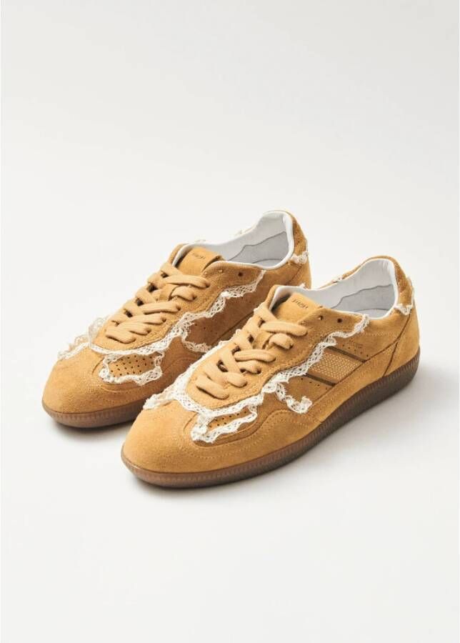 ALOHAS Tb.490 Gehaakte Honing Leren Sneakers Yellow Dames