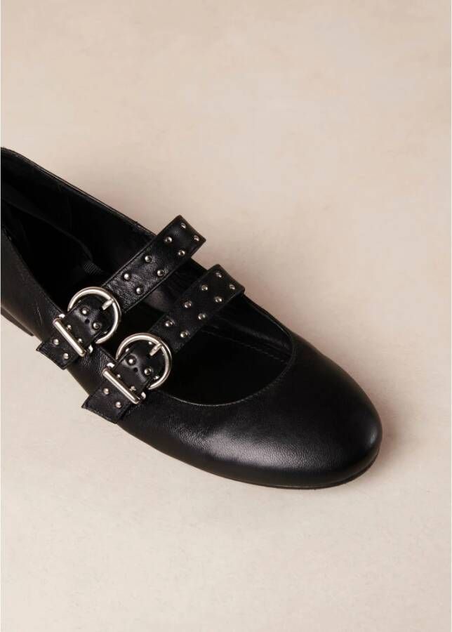 ALOHAS Thekla Zwarte Leren Ballet Flats Black Dames