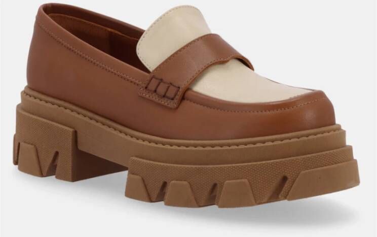 ALOHAS Trailblazer Bicolor Leren Loafers Brown Dames