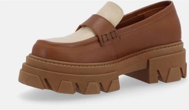 ALOHAS Trailblazer Bicolor Leren Loafers Brown Dames