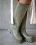 ALOHAS Khaki Leren Hoge Laarzen Green Dames - Thumbnail 4