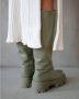 ALOHAS Khaki Leren Hoge Laarzen Green Dames - Thumbnail 6