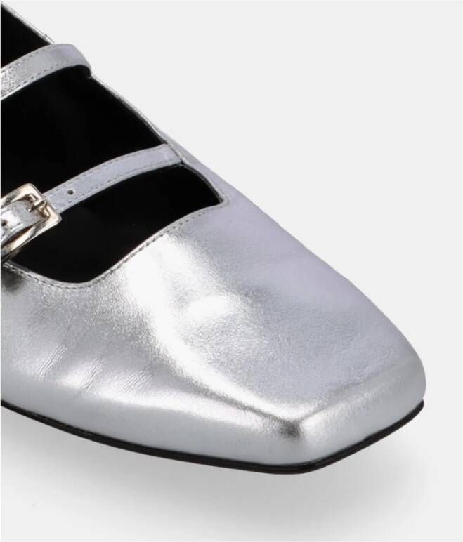 ALOHAS Zilveren Leren Ballet Flats Gray Dames