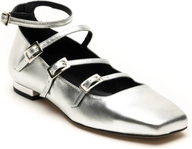 ALOHAS Zilveren Shimmer Ballet Platte Schoenen Gray Dames