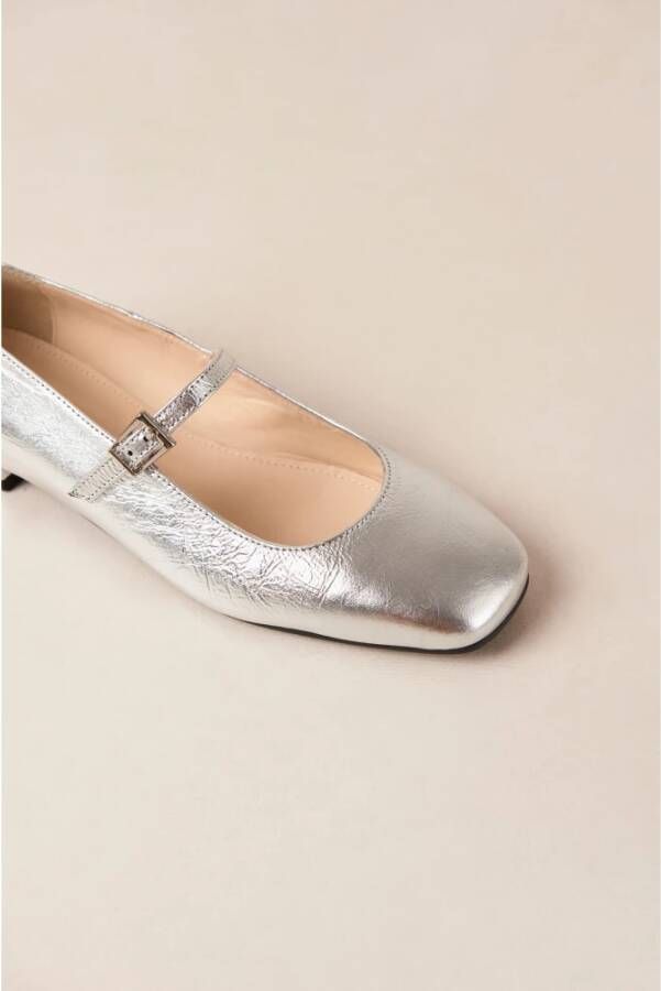 ALOHAS Zonsondergang Glanzend Zilveren Leren Ballet Flats Gray Dames