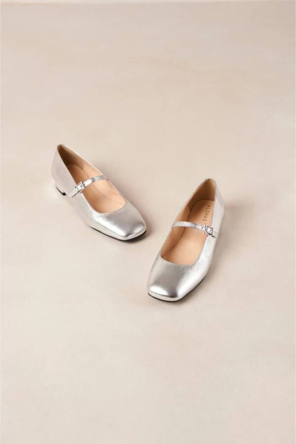 ALOHAS Zonsondergang Glanzend Zilveren Leren Ballet Flats Gray Dames