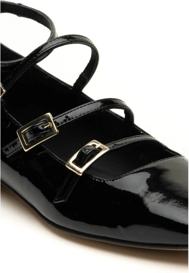 ALOHAS Zwarte Leren Ballet Flats Black Dames