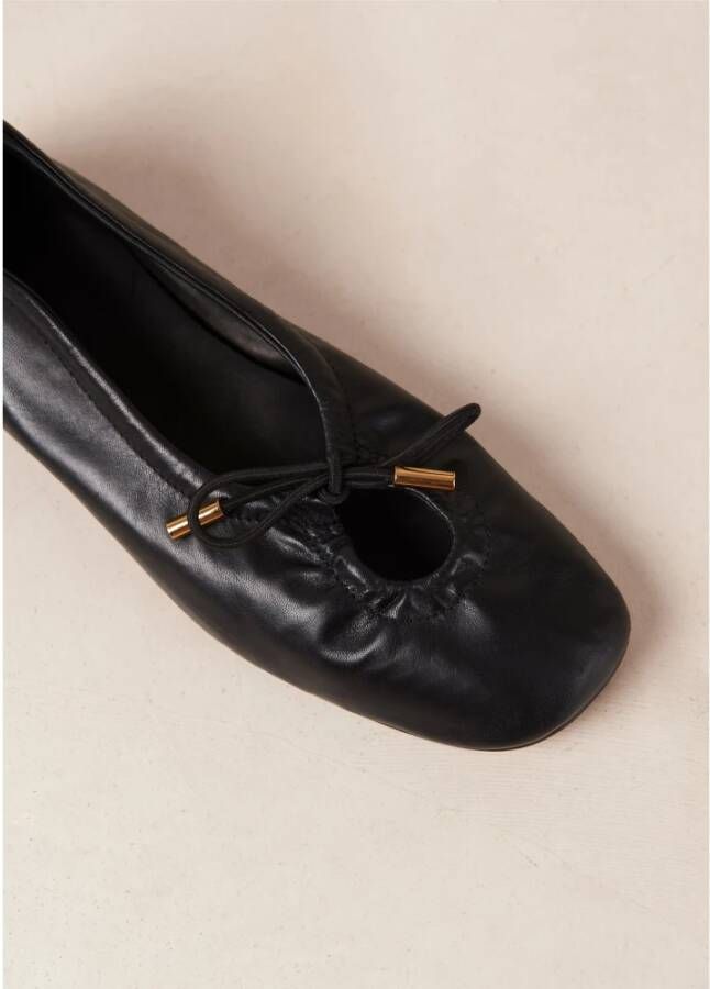 ALOHAS Zwarte leren balletflats Black Dames