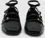 ALOHAS Zwarte leren band ballerina schoenen Black Dames - Thumbnail 10