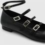 ALOHAS Zwarte leren band ballerina schoenen Black Dames - Thumbnail 12