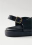 ALOHAS Zwarte leren sandalen Black Dames - Thumbnail 5