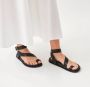 ALOHAS Zwarte leren sandalen Black Dames - Thumbnail 4