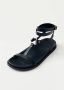 ALOHAS Zwarte Leren Sandalen Black Dames - Thumbnail 4